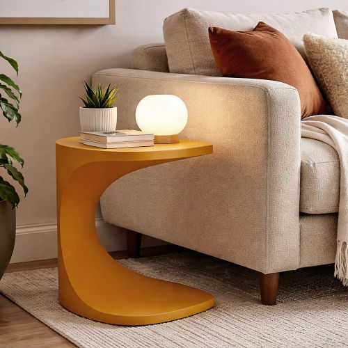 Tavolino da Salotto Arancione Adatto per Indoor-outdoor Forma Quadrato 44x54x44h cm, Colore Ripiano Arancione - Bagan