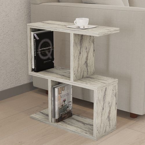 Tavolino da Salotto Beige Marmo 2 Vani Forma Rettangolare 45x17x51h cm, Sfumatura Colore Ripiano Marmo - Tarzo