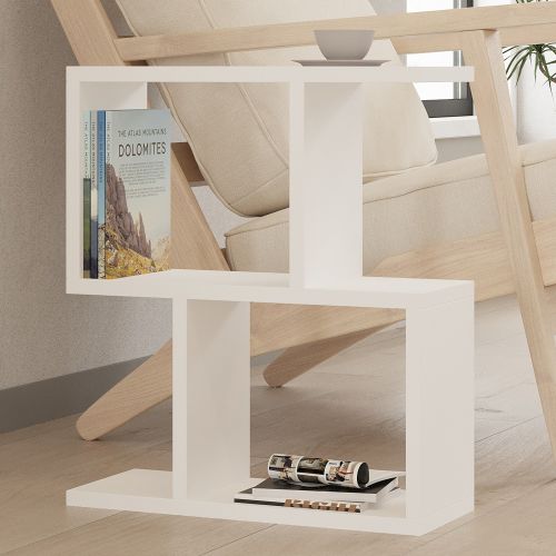 Tavolino da Salotto Bianco 2 Vani Forma Rettangolare 45x17x51h cm, Materiale Piano in Legno Nobilitato - Ceprano