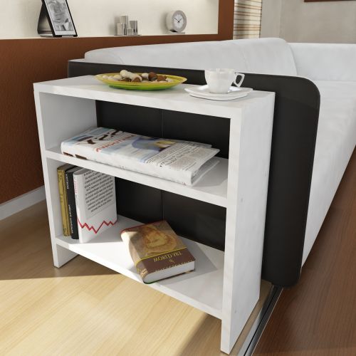 Tavolino da Salotto Bianco 2 Vani Forma Rettangolare 51x18x49h cm, Materiale Piano in Legno Nobilitato - Crixia