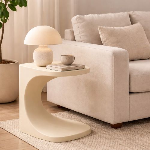 Tavolino da Salotto Bianco Crema Adatto per Indoor-outdoor Forma Rettangolare 44x54x44h cm, Colore Ripiano Bianco - Bagan