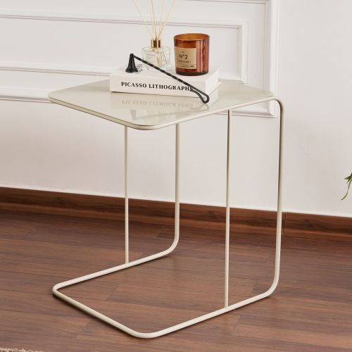 Tavolino da Salotto Bianco Crema Effetto Lucido Forma Rettangolare 47x46x57h cm, Sfumatura Colore Ripiano Crema - Cattaneo