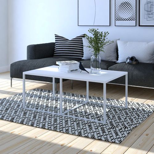 Tavolino da Salotto Bianco Forma Rettangolare Colore Ripiano Bianco 102x67x46h cm, Materiale Piano in Legno Nobilitato - Livasi