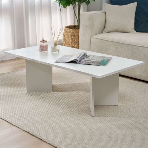 Tavolino da Salotto Bianco Forma Rettangolare Materiale Piano in Legno Nobilitato 119x60x40h cm, Colore Ripiano Bianco - Turate