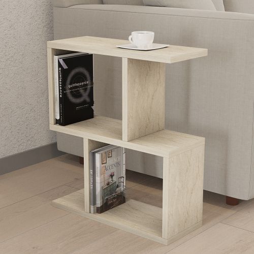 Tavolino da Salotto Bianco Marmo 2 Vani Forma Rettangolare 45x17x51h cm, Sfumatura Colore Ripiano Marmo - Tarzo