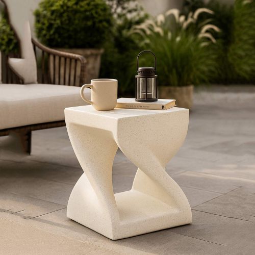 Tavolino da Salotto Bianco Marmo Adatto per Indoor-outdoor Forma Quadrato 42x53x42h cm, Colore Ripiano Bianco - Gale