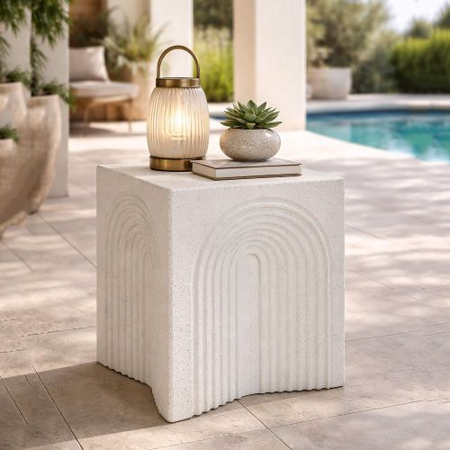 Tavolino da Salotto Bianco Marmo Nero Adatto per Indoor-outdoor Forma Rettangolare 48x58x48h cm, Colore Ripiano Bianco - Galato