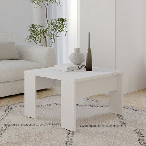 Tavolino da Salotto Bianco Opaco Forma Quadrato Colore Ripiano Bianco 67x67x43h cm, Sfumatura Colore Struttura Opaco - Magre