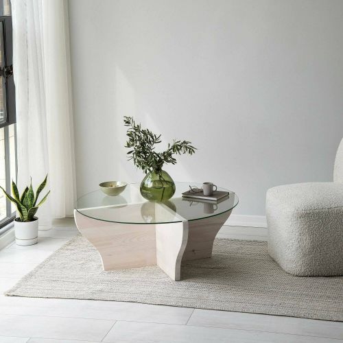 Tavolino da Salotto Bianco Portariviste Forma Circolare 92x92x36h cm, Materiale Piano in Vetro - Califfi