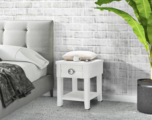 Tavolino da salotto Binago, Tavolo basso da caffè, Portariviste per divano, Ripiano da soggiorno, 45x40 h54 cm, Bianco