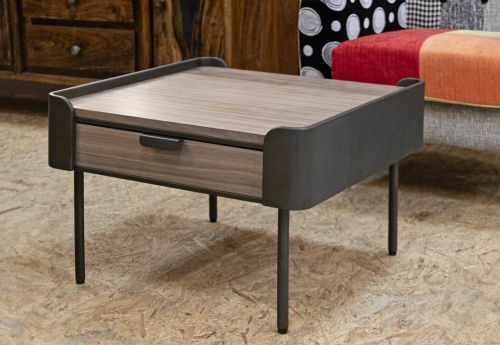 Tavolino da salotto Bioglio, Tavolo basso da caffè, Portariviste per divano, Ripiano da soggiorno, 60x60 h41 cm, Grigio e Marrone