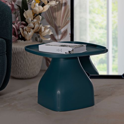 Tavolino da Salotto blu Adatto per Indoor-outdoor Angoli Arrotondati Forma Quadrato 48x48x38h cm, Colore Ripiano blu - Midelt