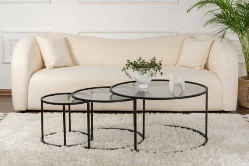 Tavolino da salotto Carugate, Tavolo basso da caffè, Portariviste per divano, Ripiano da soggiorno, 80x80 h43 cm, Nero e Grigio