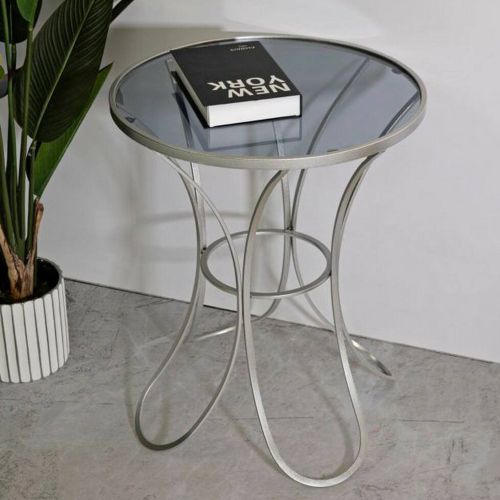 Tavolino da salotto circolare argento 56x56x68h cm - Molina