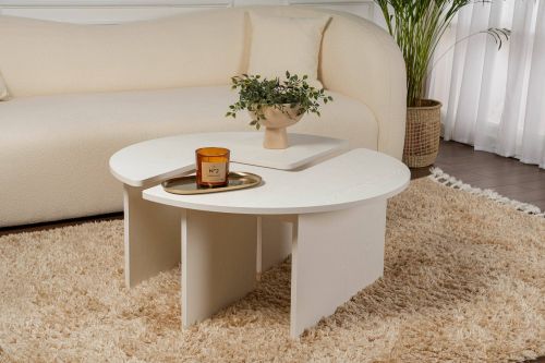 Tavolino da salotto Codroipo, Tavolo basso da caffè, Portariviste per divano, Ripiano da soggiorno, 90x90 h41 cm, Bianco larice