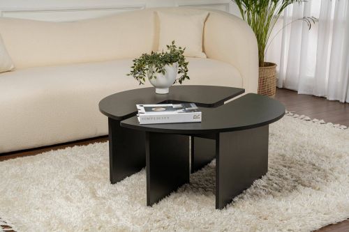 Tavolino da salotto Codroipo, Tavolo basso da caffè, Portariviste per divano, Ripiano da soggiorno, 90x90 h41 cm, Nero