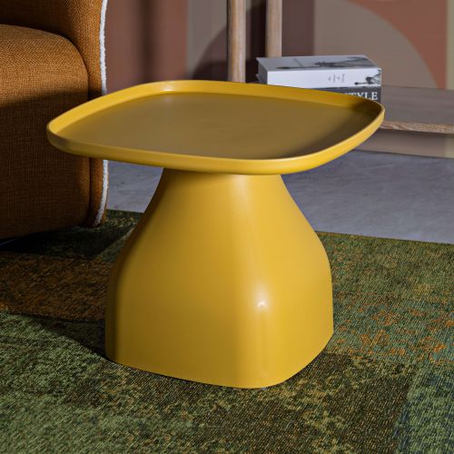 Tavolino da Salotto Giallo Adatto per Indoor-outdoor Forma Quadrato 48x48x38h cm, Colore Ripiano Giallo - Matata