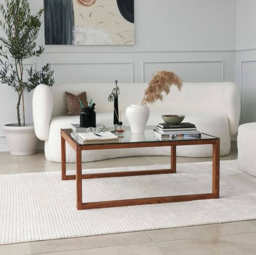 Tavolino da salotto Gomeisa, Tavolo basso da soggiorno, Ripiano da caffè, Tavolino per divano, 90x90h40 cm, Naturale