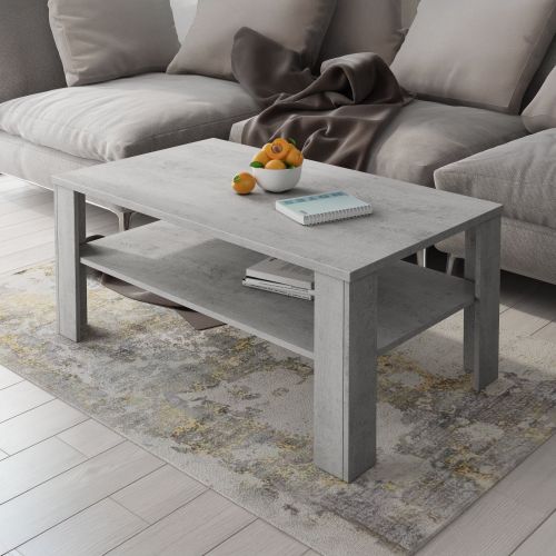 Tavolino da Salotto Grigio Cemento un Vano Forma Rettangolare 110x65x47h cm, Sfumatura Colore Ripiano Cemento - Rora