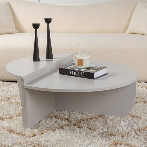 Tavolino da Salotto Grigio Peso Massimo Supportato 15 kg Forma Ovale 90x60x35h cm, Materiale Piano in Legno Nobilitato - Mansue