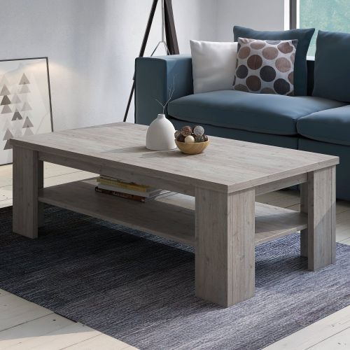 Tavolino da Salotto Grigio Rovere Grigio un Vano Forma Rettangolare 130x67x41h cm, Sfumatura Colore Ripiano Rovere Grigio - Carlazzo