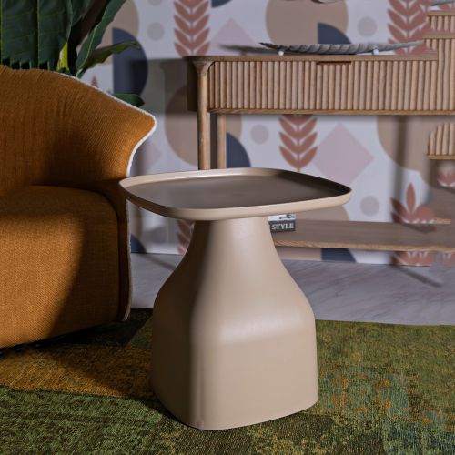 Tavolino da Salotto Grigio Tortora Adatto per Indoor-outdoor Forma Quadrato 48x48x50h cm, Colore Ripiano Grigio - Inhamb