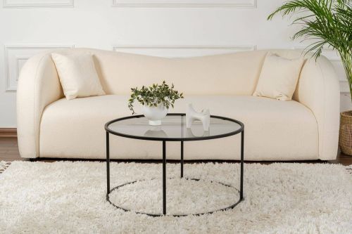 Tavolino da salotto Guidi, Tavolo basso da caffè, Portariviste per divano, Ripiano da soggiorno, 80x80 h43 cm, Nero e Grigio