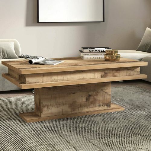 Tavolino da Salotto Marrone Acero Forma Rettangolare Materiale Piano in Legno Nobilitato 100x55x42h cm, Colore Ripiano Marrone Made in Italy - Iside