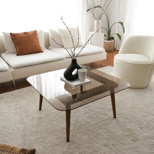 Tavolino da Salotto Marrone Bronzo Effetto Fume Forma Rettangolare 80x80x40h cm, Sfumatura Colore Struttura Bronzo - Mezzagno