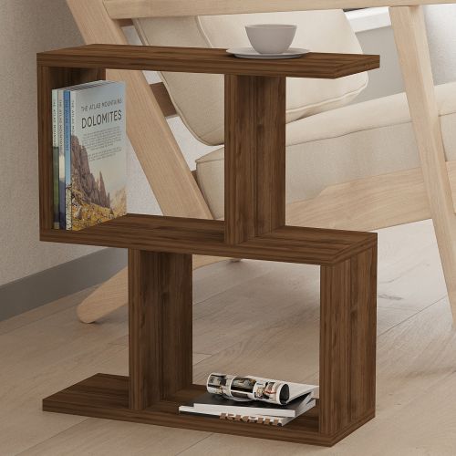 Tavolino da Salotto Marrone Noce 2 Vani Forma Rettangolare 45x17x51h cm, Sfumatura Colore Ripiano Noce - Flero