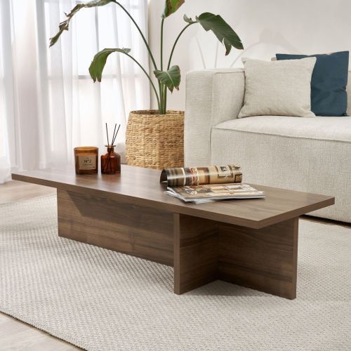 Tavolino da Salotto Marrone Noce Forma Rettangolare Materiale Piano in Legno Nobilitato 120x45x30h cm, Colore Ripiano Marrone - Marmorito