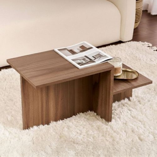 Tavolino da Salotto Marrone Noce Forma Rettangolare Materiale Piano in Legno Nobilitato 80x40x40h cm, Colore Ripiano Marrone - Lomagna