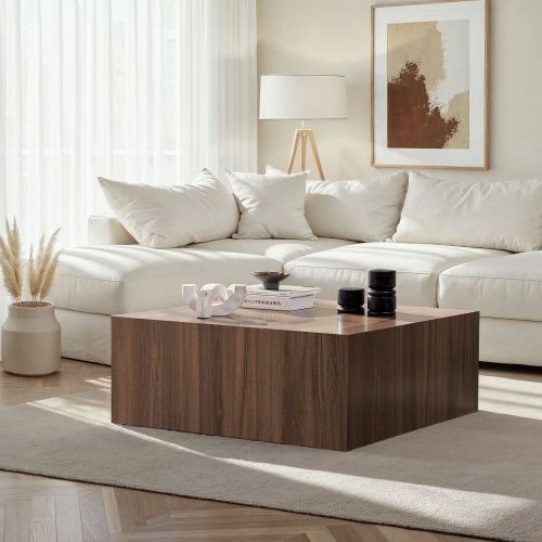 Tavolino da Salotto Marrone Noce Forma Rettangolare Materiale Piano in Legno Nobilitato 90x90x35h cm, Colore Ripiano Marrone - Nofaraka