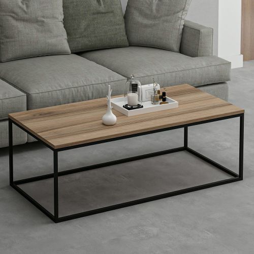 Tavolino da Salotto Marrone Noce Nero Forma Rettangolare Materiale Piano in Legno Nobilitato 120x60x42h cm, Sfumatura Colore Struttura Noce - Arcella