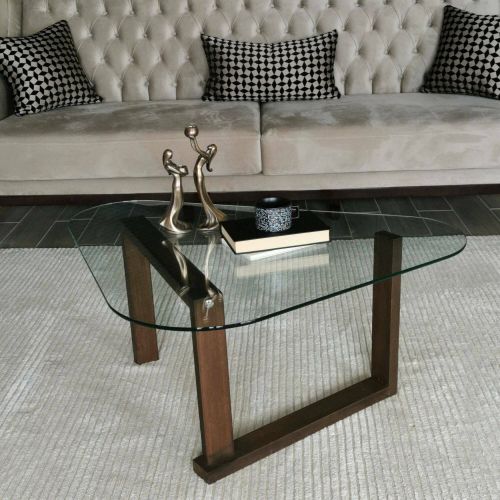 Tavolino da Salotto Marrone Noce Portariviste Forma Ovale 96x81x41h cm, Sfumatura Colore Struttura Noce - Eufrasia