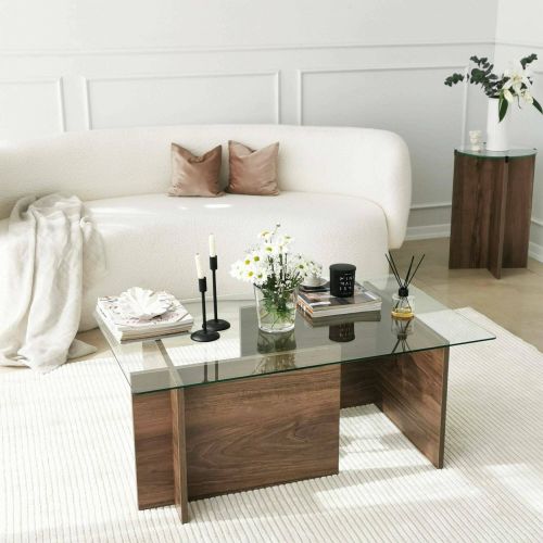 Tavolino da Salotto Marrone Noce Portariviste Forma Rettangolare 105x65x40h cm, Sfumatura Colore Struttura Noce - Teti