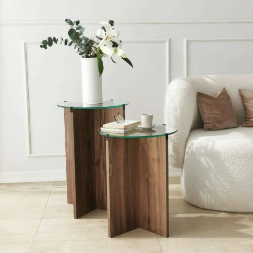 Tavolino da Salotto Marrone Noce Portariviste Forma Rettangolare 40x40x60h cm, Sfumatura Colore Struttura Noce - Ballabio