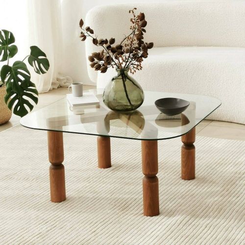 Tavolino da Salotto Marrone Noce Portariviste Forma Rettangolare 80x80x40h cm, Sfumatura Colore Struttura Noce - Gran