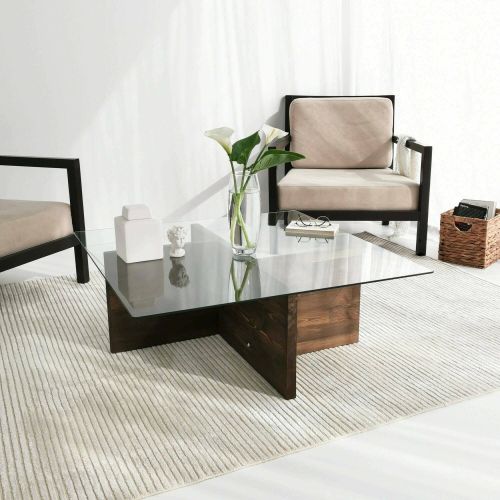 Tavolino da Salotto Marrone Noce Portariviste Forma Rettangolare 90x90x35h cm, Sfumatura Colore Struttura Noce - Dhabi