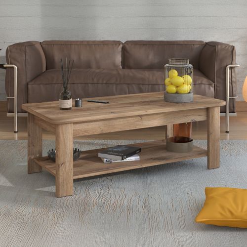 Tavolino da Salotto Marrone Noce un Vano Forma Rettangolare 124x60x45h cm, Sfumatura Colore Ripiano Noce - Pella