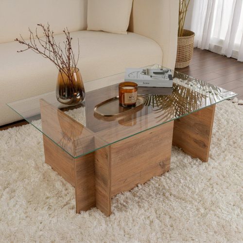 Tavolino da Salotto Marrone Pino Portariviste Forma Rettangolare 105x65x40h cm, Sfumatura Colore Struttura Pino - Azriel