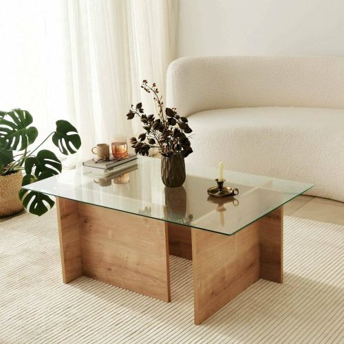 Tavolino da Salotto Marrone Quercia Portariviste Forma Rettangolare 105x65x40h cm, Sfumatura Colore Struttura Quercia - Teti