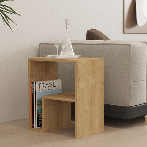 Tavolino da Salotto Marrone Rovere 2 Vani Forma Rettangolare 45x30x52h cm, Sfumatura Colore Ripiano Rovere - Vocca