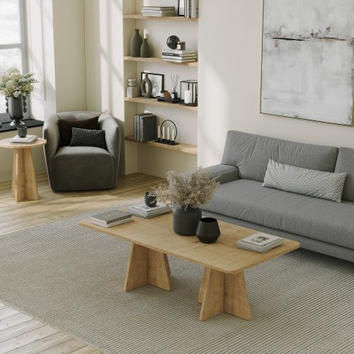Tavolino da Salotto Marrone Rovere Forma Rettangolare Materiale Piano in Legno Nobilitato 120x60x40h cm, Colore Ripiano Marrone - Ottana