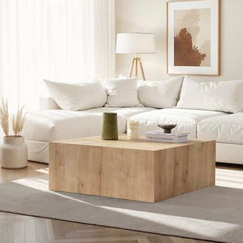Tavolino da Salotto Marrone Rovere Forma Rettangolare Materiale Piano in Legno Nobilitato 90x90x35h cm, Colore Ripiano Marrone - Nofaraka