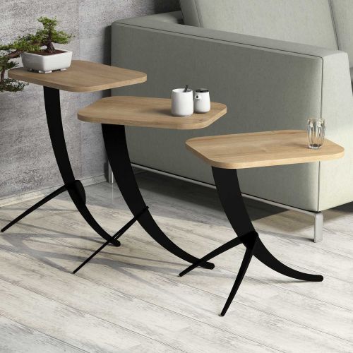 Tavolino da Salotto Marrone Rovere Nero Forma Rettangolare Materiale Piano in Legno Nobilitato 35x60x45h cm, Sfumatura Colore Struttura Rovere
