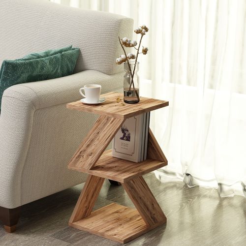 Tavolino da Salotto Marrone Rovere Nodi 2 Vani Forma Rettangolare 30x30x54h cm, Sfumatura Colore Ripiano Rovere Nodi - Serino