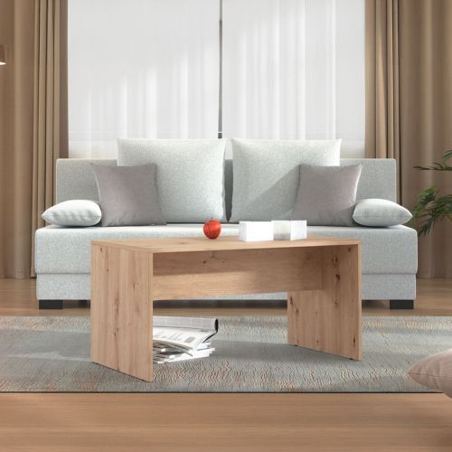 Tavolino da Salotto Marrone Rovere Nodi con Piedini un Vano 90x49.5x45.5h cm, Forma Rettangolare - Formia
