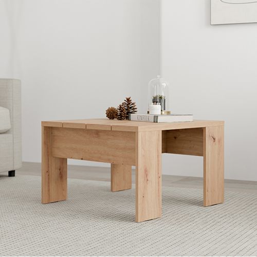 Tavolino da Salotto Marrone Rovere Nodi Forma Quadrato Colore Ripiano Marrone 67x67x43h cm, Sfumatura Colore Struttura Rovere Nodi - Magre