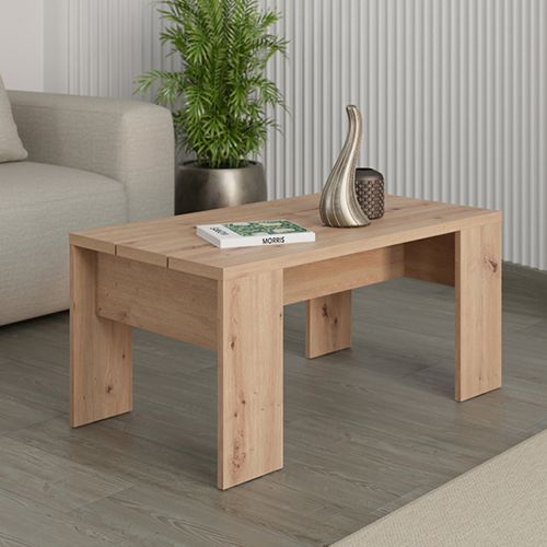 Tavolino da Salotto Marrone Rovere Nodi Forma Rettangolare Colore Ripiano Marrone 90x50x43h cm, Sfumatura Colore Struttura Rovere Nodi - Riposto